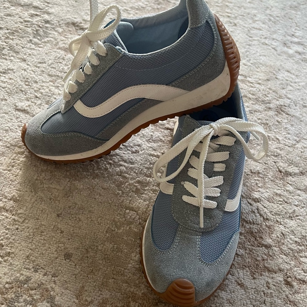 Blowfish Blue and White Sneakers with Gum Sole